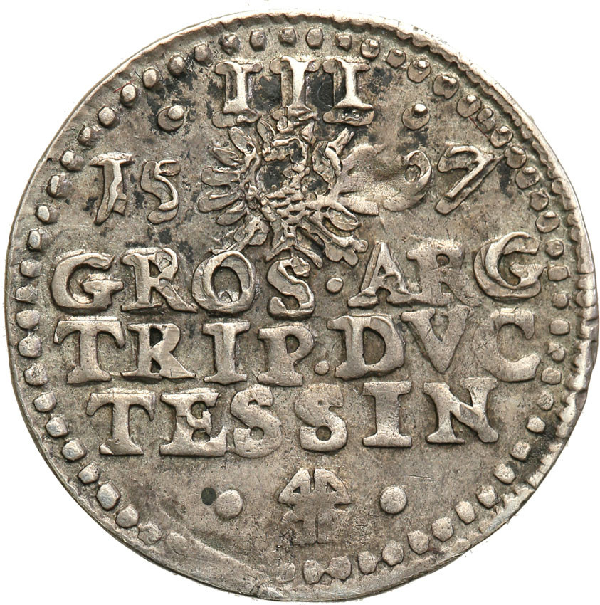 Śląsk. Księstwo Cieszyńskie, trojak 1597 Cieszyn